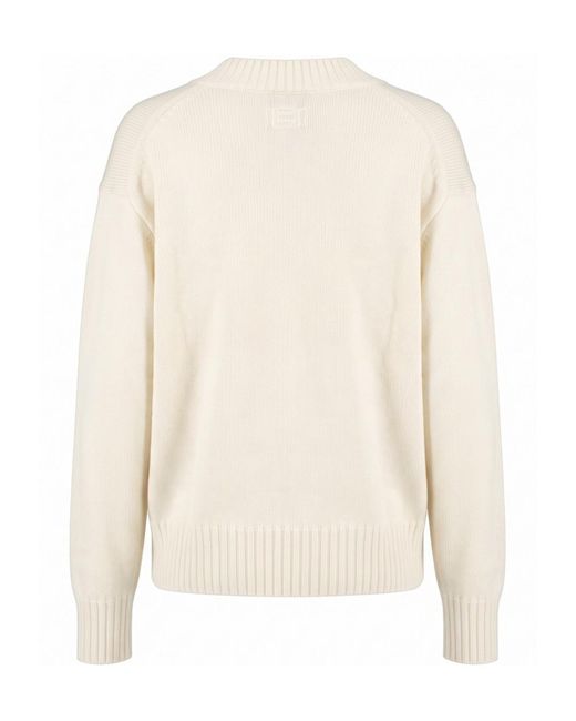 Drumohr White Long Sleeve V-Neck Sweater
