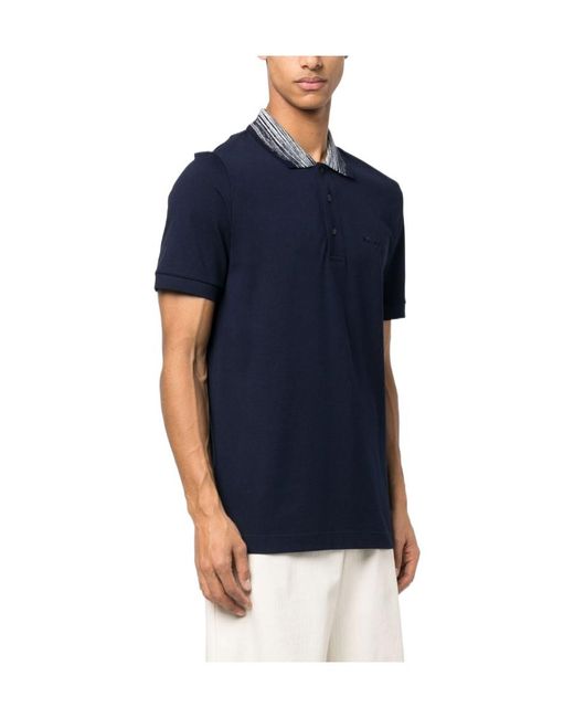 Missoni Blue Logo Short-Sleeved Polo Shirt for men