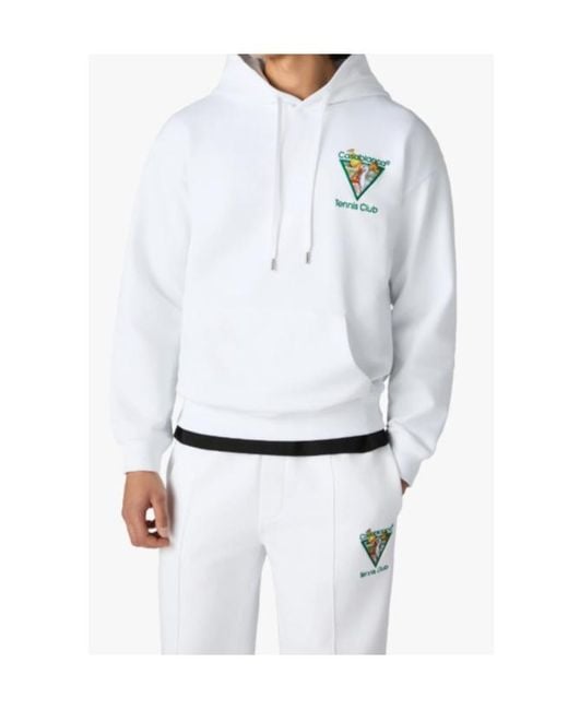 Casablanca White Tennis Club Embroidered Hoodie for men