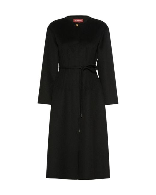 Max Mara Black Wool, Cashmere And Silk Redingote Coat