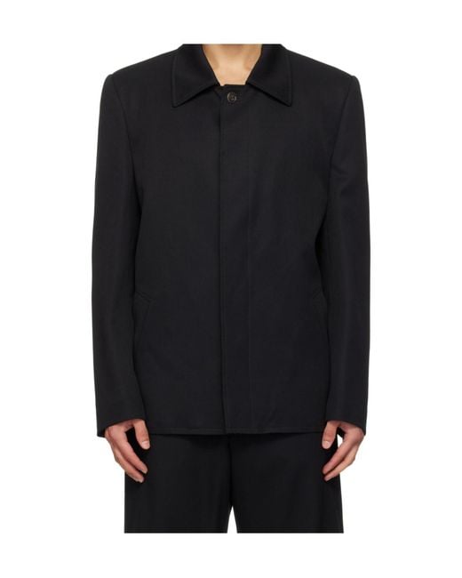 MM6 by Maison Margiela Black Frayed-Hem Shirt Jacket for men
