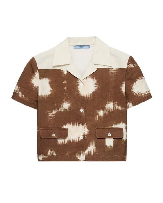 Prada Brown Pattern-Printed Short-Sleeved Shirt