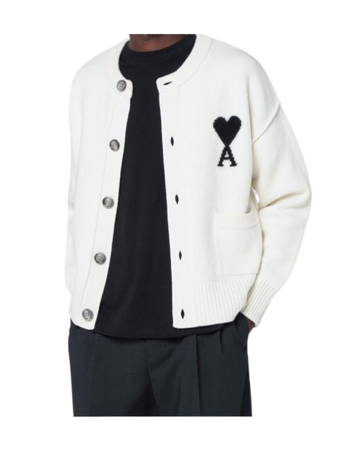 Ami Paris Men's Black Ami De Coeur Cardigan