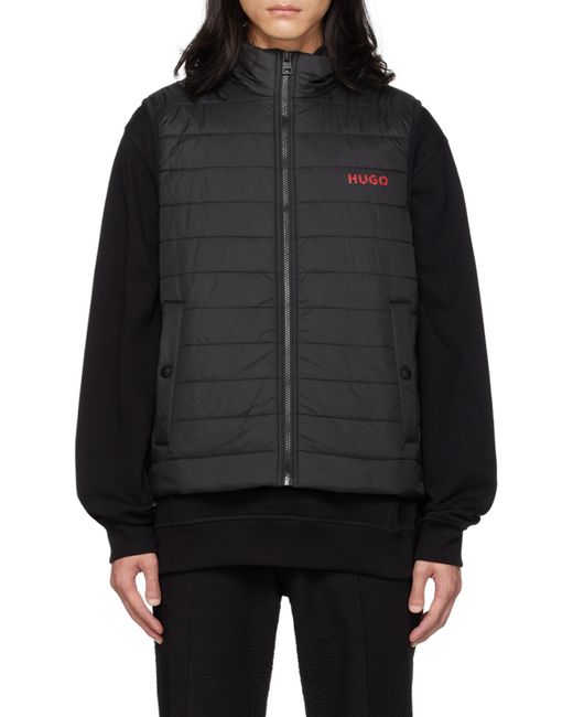 Boss Blue Hugo Logo Printed Padded Vest for men