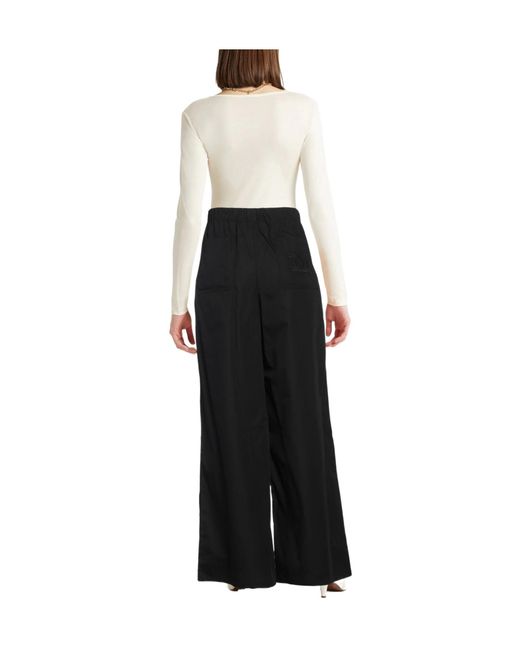 Max Mara Black Plain Colour Wide-Leg Trousers