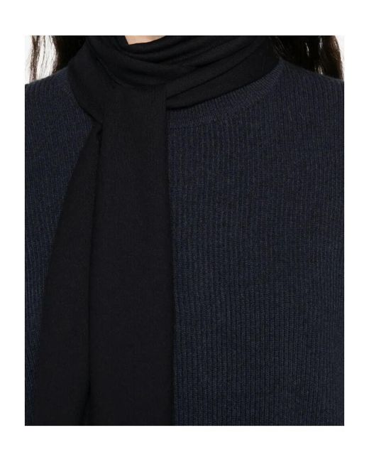Brunello Cucinelli Blue Ribbed Tie-Neck Dress