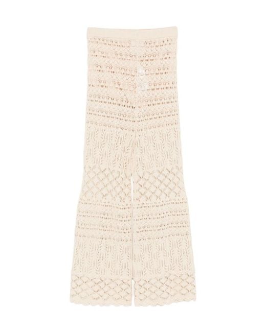 Semicouture Natural Crochet Trousers