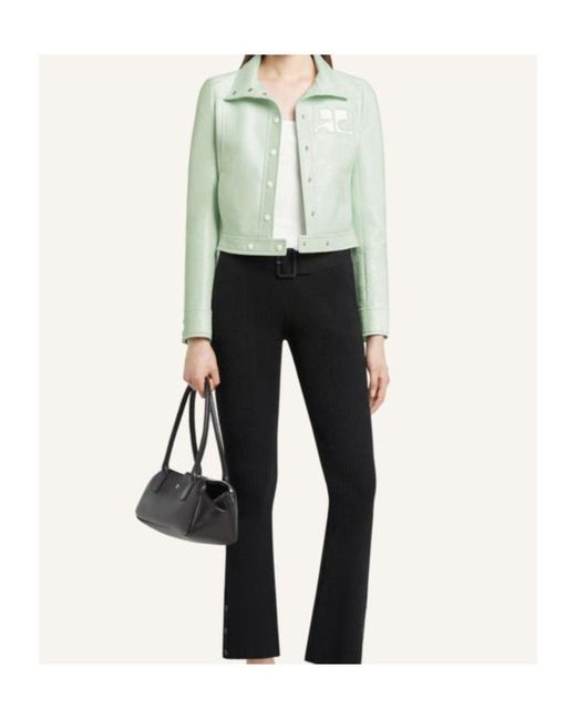Courreges Green Reedition Vinyl Buttoned Collar Jacket