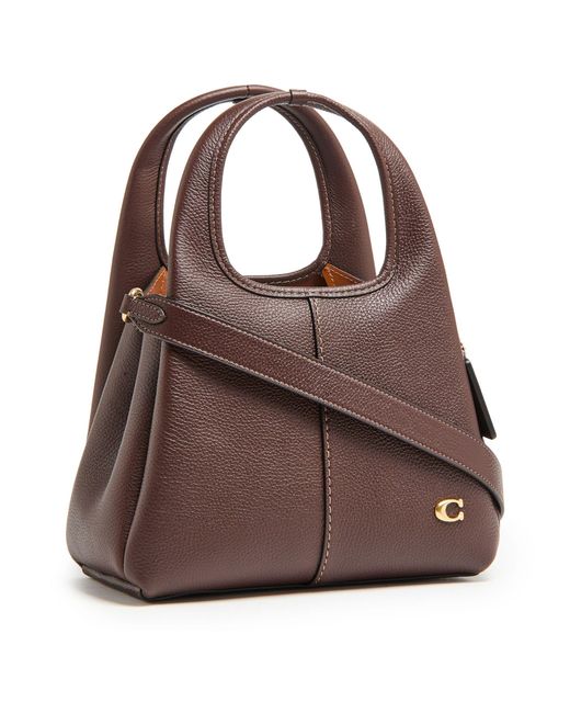 COACH Brown Lana 23 Polished Pebble Leather Shoulder Bag