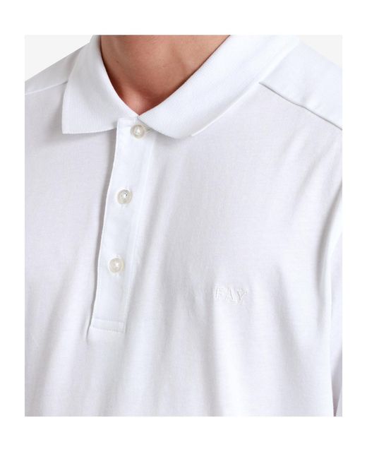 Fay White Logo-Embroidered Polo Shirt for men