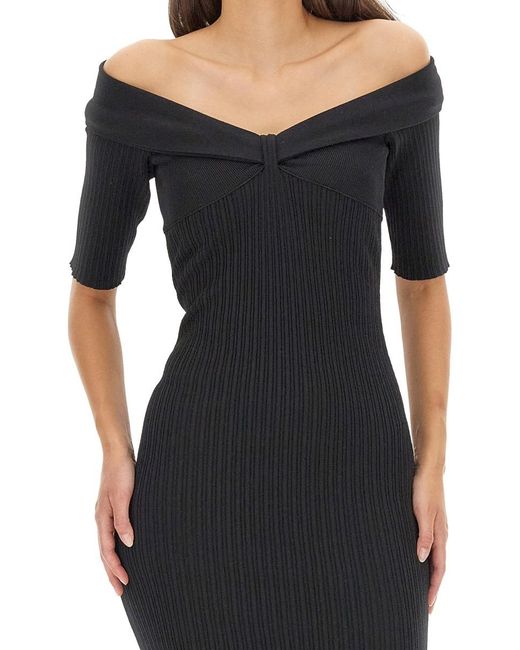 Philosophy Di Lorenzo Serafini Black Bow Detailed Off-Shoulder Dress