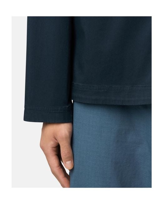 Stone Island Blue Overshirt With Chest Pocket And Two-Way Zip for men