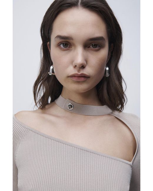 Jonathan Simkhai Multicolor Asymmetrical Cut-Out Mockneck Top