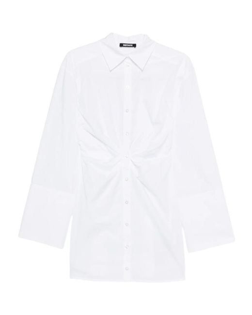 ROTATE BIRGER CHRISTENSEN White Long-Sleeved Shirt Dress