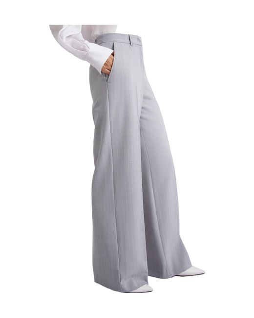 Marella Gray Casual Pants With Belt Loops