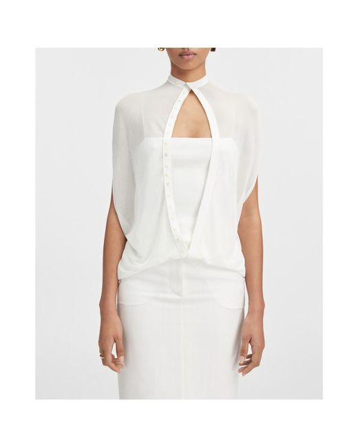 Jacquemus White Le Haut Capa Semi-Sheer Knitted Top