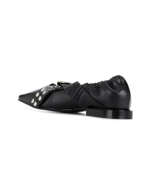Toga Black Buckle-Fastening Ballerina Shoes