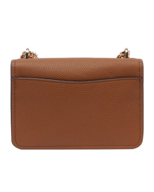 Michael Kors Brown Claire Chain-Linked Foldover Top Crossbody Bag