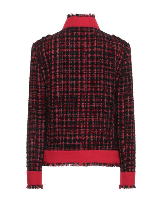Dolce & Gabbana Red Plaid Tweed Coat