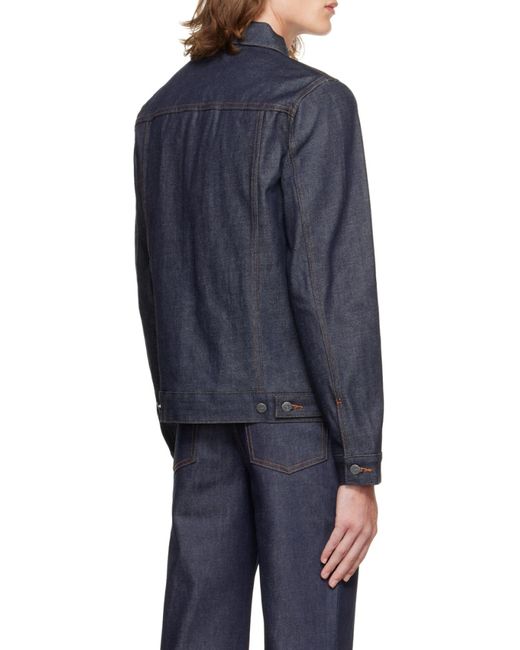 A.P.C. Blue Buttoned Denim Jacket for men