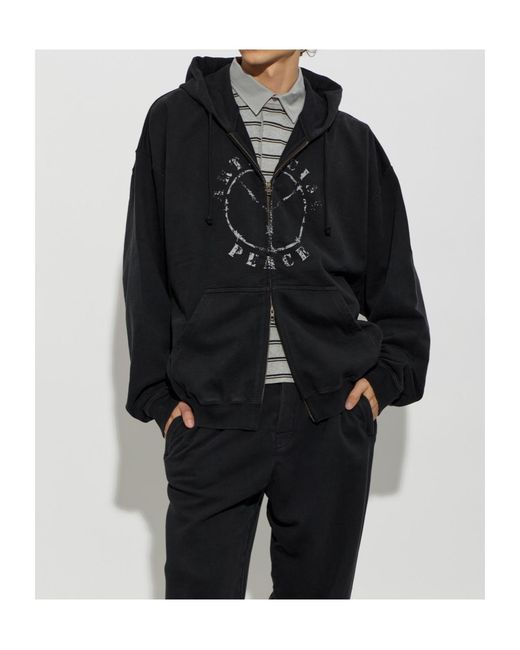 Vetements Black Long-Sleeved Hooded Sweatshirt for men