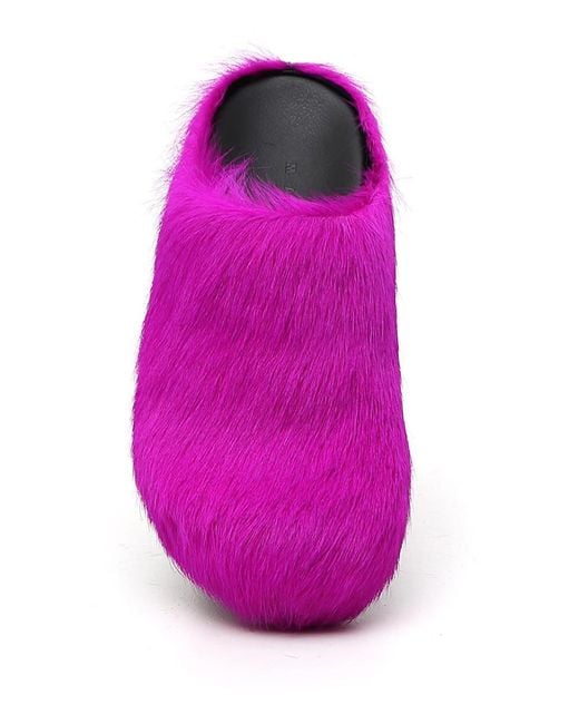 Marni Purple Fluffy Slip-On Mules