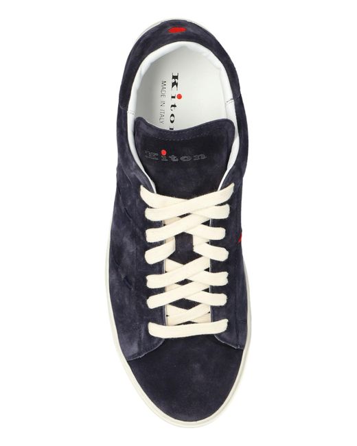 Kiton Blue Lace-Up Low-Top Sneakers for men