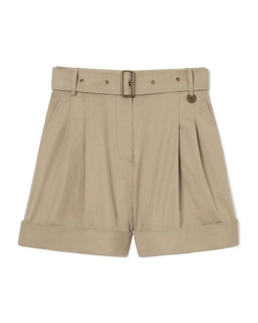 Burberry Natural Belted Tropical Gabardine Shorts