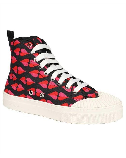 Weekend by Maxmara Red Heart-Print High-Top Sneakers