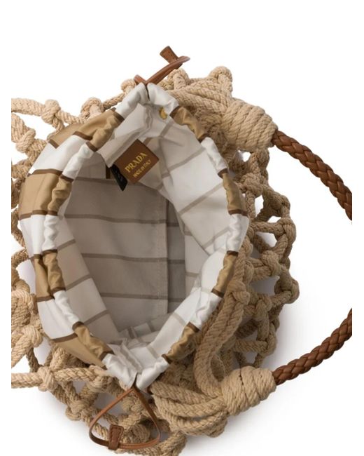 Prada Natural Medium Macramé Tote Bag
