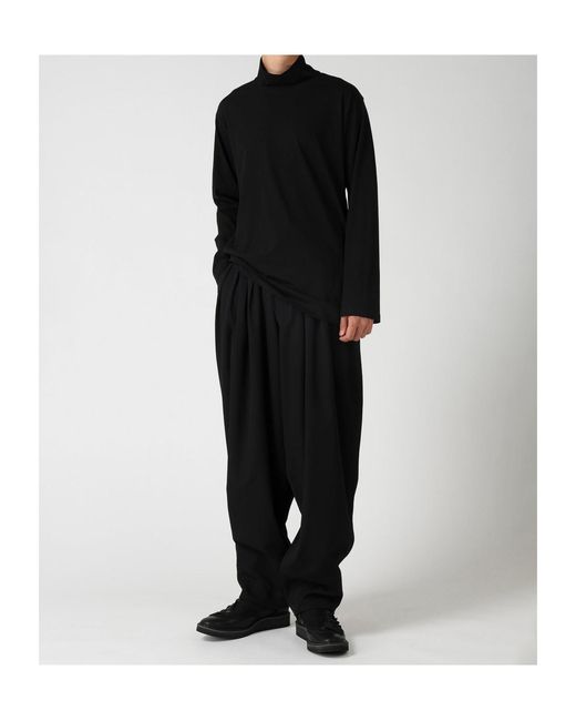 Yohji Yamamoto Black Soft Single Jersey High Neck Long Slv Tee for men