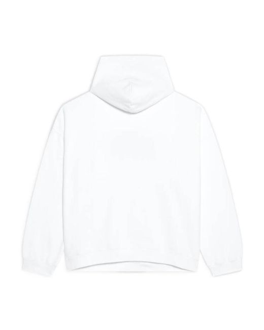 Balenciaga White Logo Embroidered Oversized Hoodie for men
