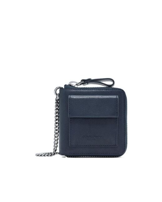 Giorgio Armani Blue Zip-Up Chained Wallet for men
