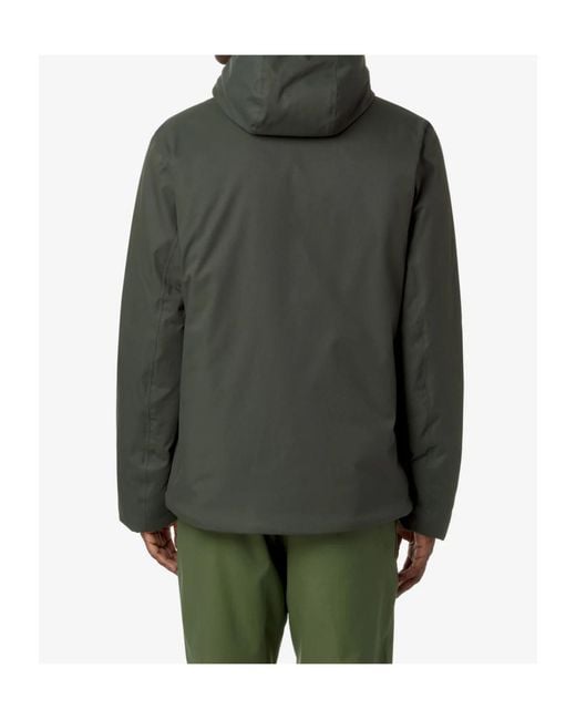 K-Way Green Logo Hooded Casual Jacket for men