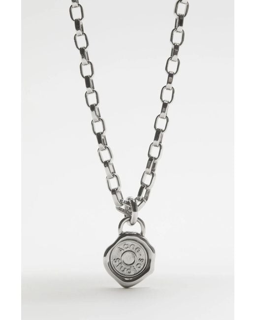Acne White Bijoux Pendant Necklace for men