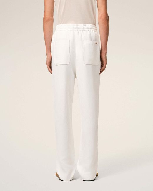 AMI White Ami Logo Plaque Drawstring Pants for men