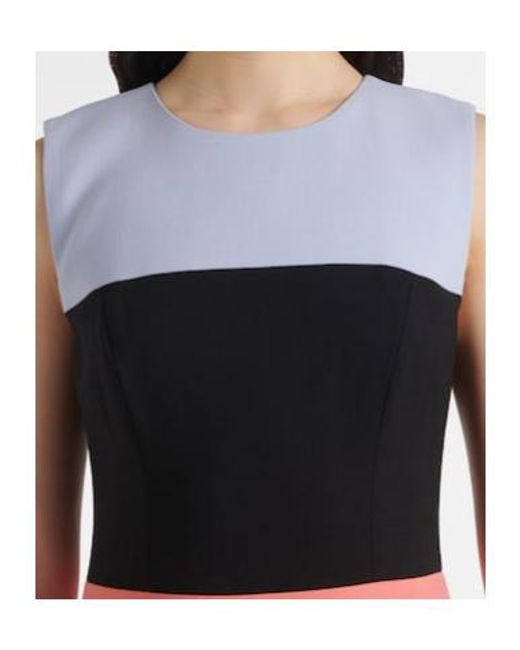 Carolina Herrera Black Colorblocked Wool-Blend Midi Dress