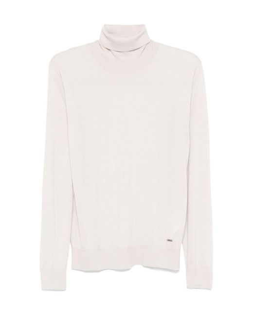 Brioni White Fine-Knit Sweater for men