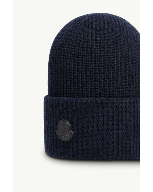 Moncler Blue Wool Cashmere Blend Beanie