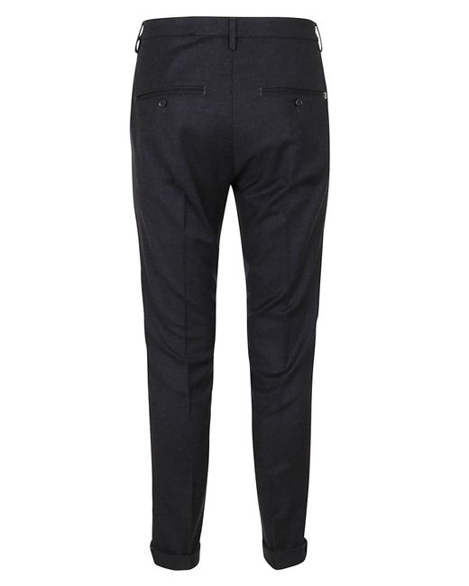 Dondup Black Mid-Rise Slim-Fit Tailored Trousers for men