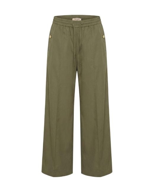 Twinset Green Drawstring Wide-Leg Pants