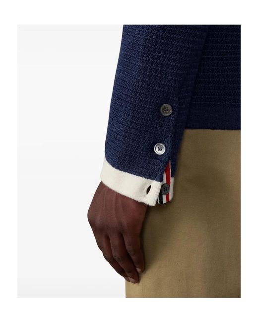 Thom Browne Blue Signature Striped Cardigan Jacket for men
