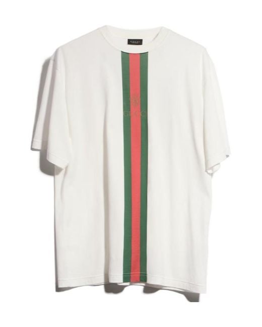 Gucci White Vertical Stripe T-Shirt for men