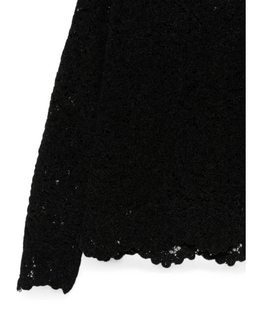 Semicouture Black Lace V-Neck Knit