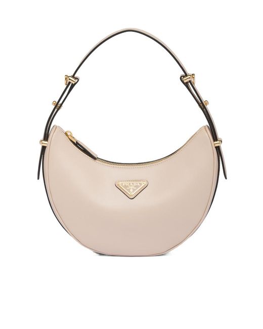Prada White Arqué Leather Shoulder Bag