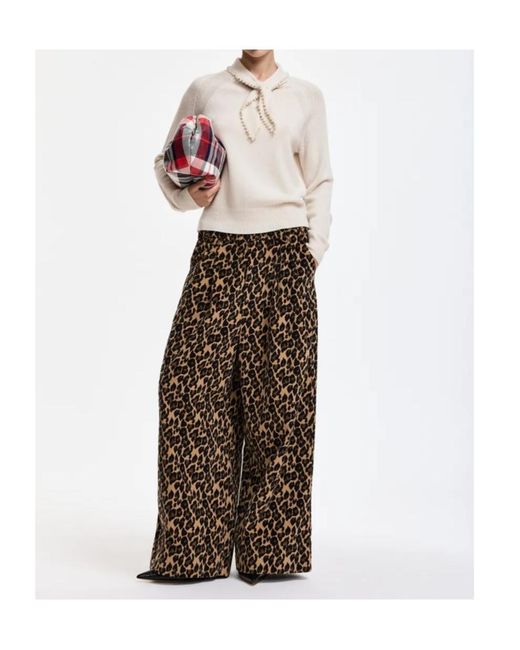 Essentiel Antwerp White Pearl-Accented Bow-Collar Sweater