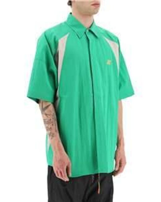 Ambush Green Logo Patch Bowling Shirt for men