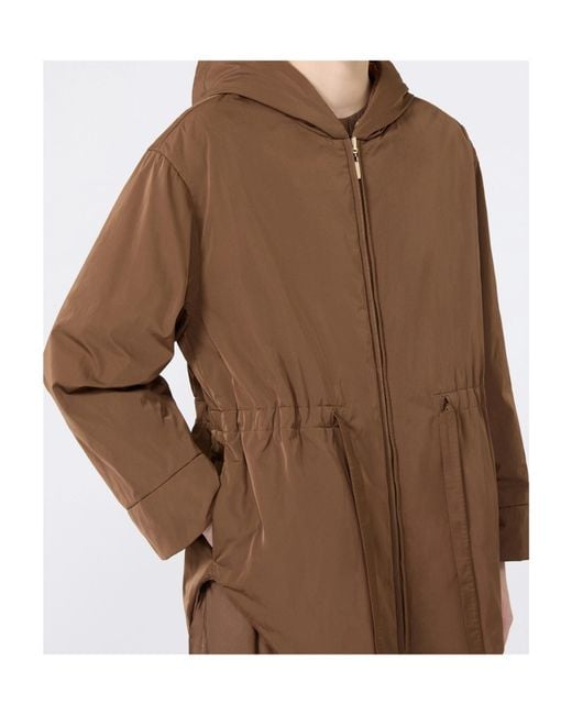 Max Mara Brown The Cube Charme Zip-Up Drawstring Coat