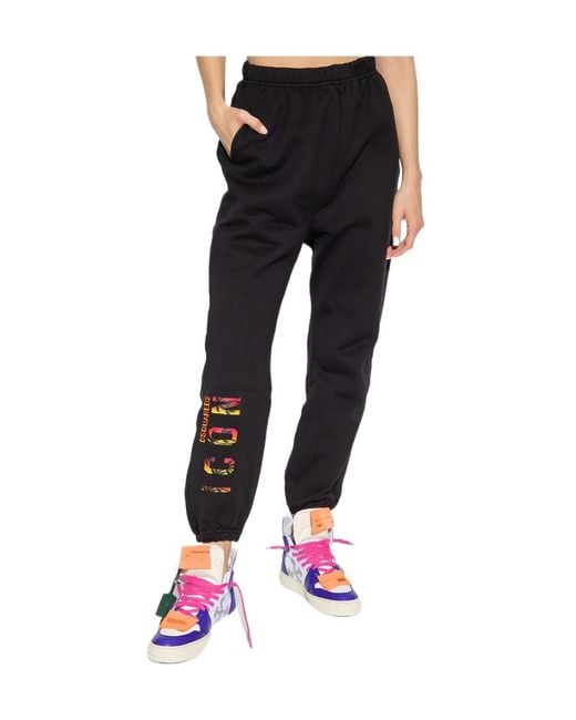 DSquared² Black Logo Printed Sweatpants