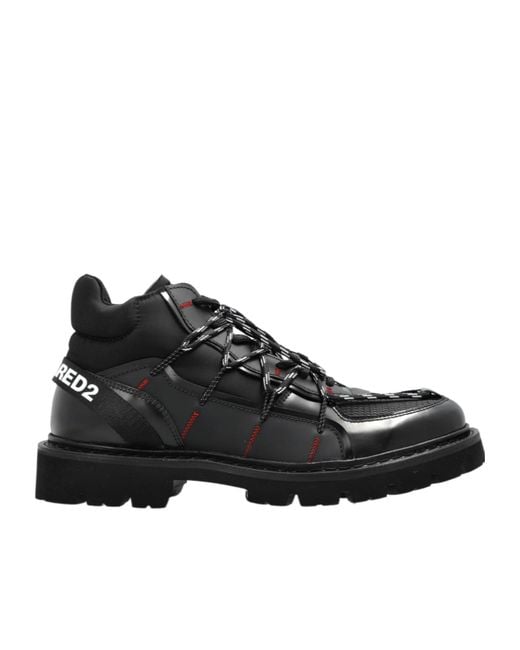 DSquared² Black Lace-Up Ankle Shoes for men